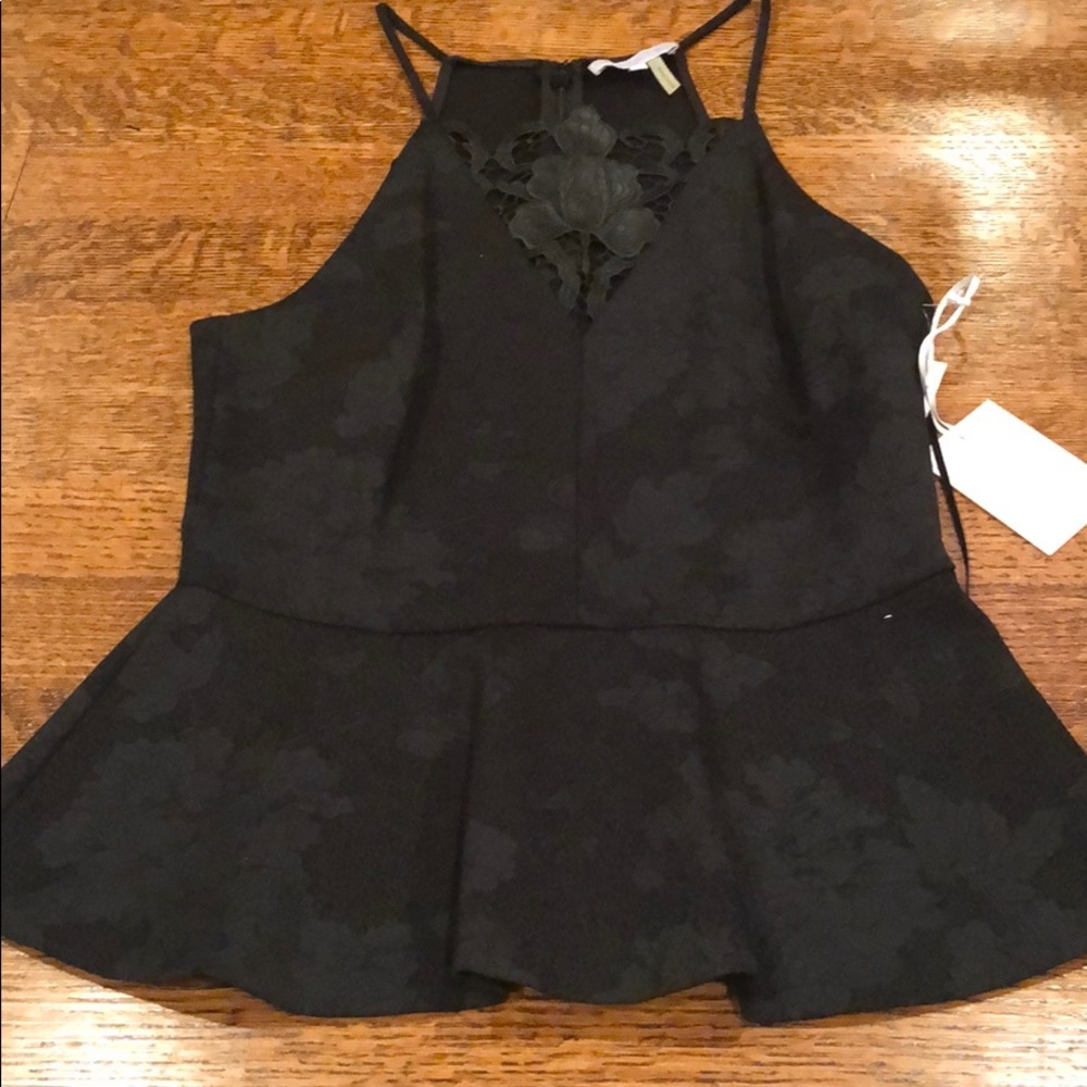 1State black floral peplum